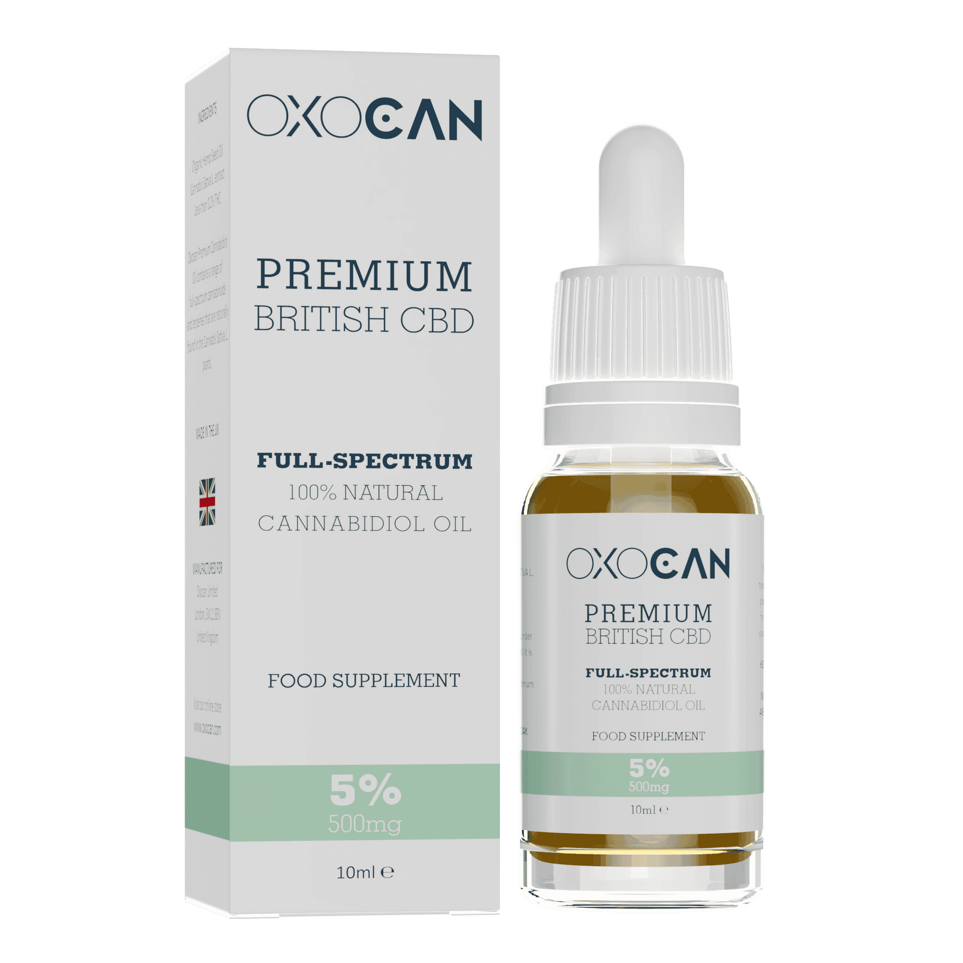 Oxocan CBD Oil 5% 500mg, Full-Spectrum, GMP-Certified